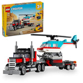 LEGO Creator 3In1 Flatbed Truck with Helicopter Building Kit for Ages 7+